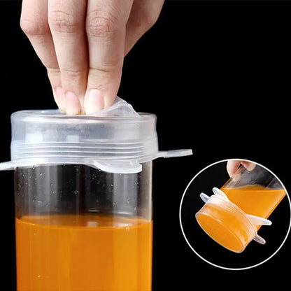 6PCS Reusable Silicone Lids Flexible Fresh-Keepers for Cans & Dishes