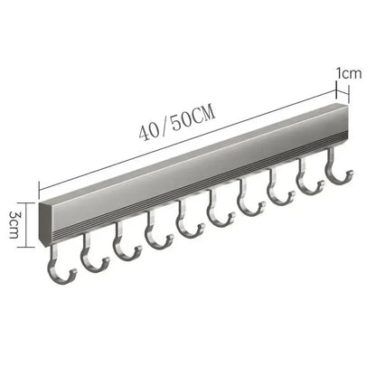 Wall Mounted Aluminum Alloy Hooks Rack – Drill-Free Row Hook Holder for Kitchen Utensils, Bathroom Towels, Robes & Coats