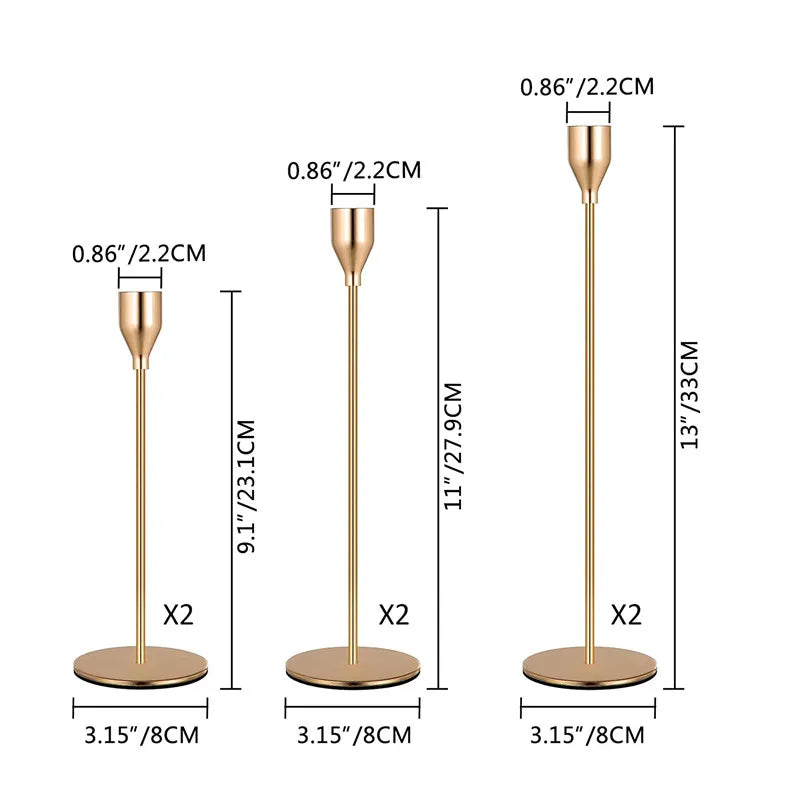 3Pcs Chinese Style Gold Metal Candle Holders – Wedding & Home Decor
