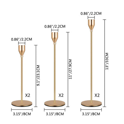 3Pcs Chinese Style Gold Metal Candle Holders – Wedding & Home Decor