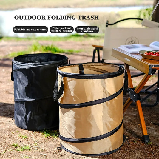 1pc Pop-Up Portable Trash Can – Folding Camping, Garden, Outdoor Garbage & Leaf Bag