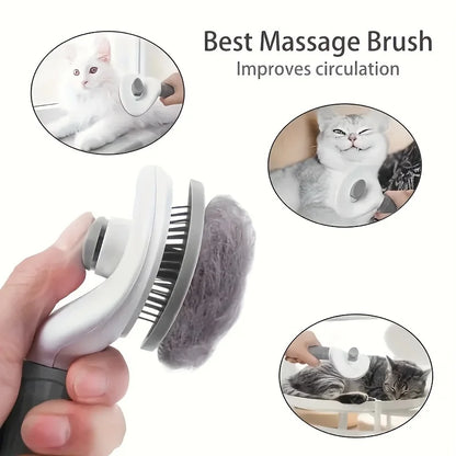 One-Click Pet Hair Removal Comb Slicker Brush for Dogs & Cats – Easy Grooming Tool with Automatic Cleaning