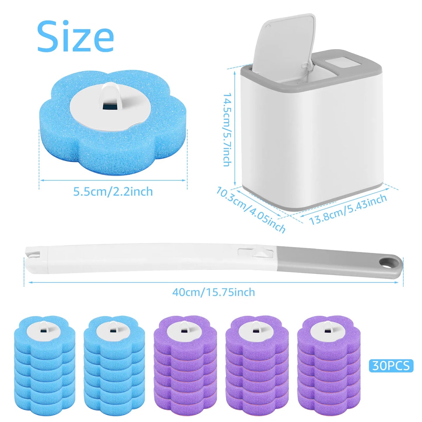 Disposable Toilet Brush with Long Handle & Replaceable Head – Bathroom Cleaning Tool