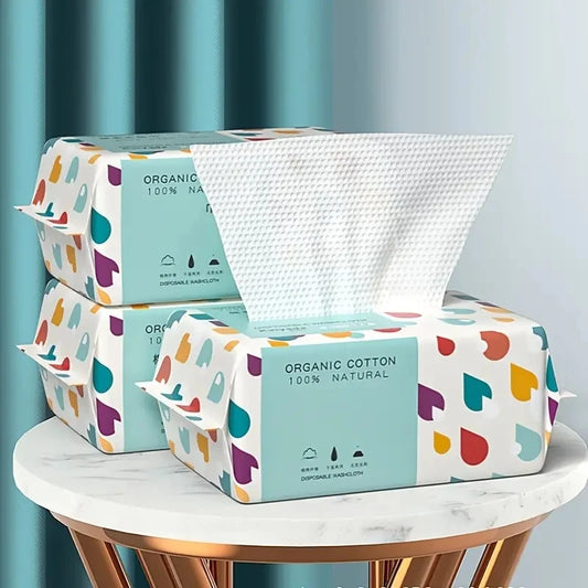 100 PCS Disposable Cotton Face Towels – Soft Makeup Remover Wipes