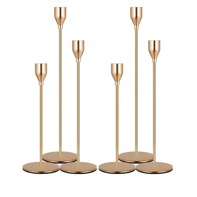 3Pcs Chinese Style Gold Metal Candle Holders – Wedding & Home Decor