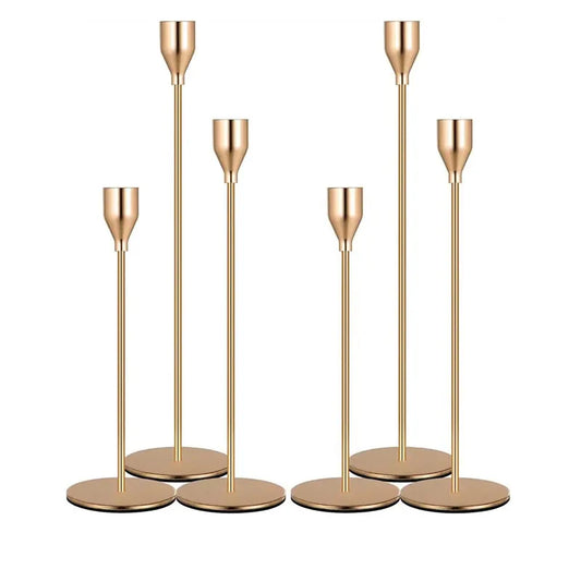 3Pcs Chinese Style Gold Metal Candle Holders – Wedding & Home Decor