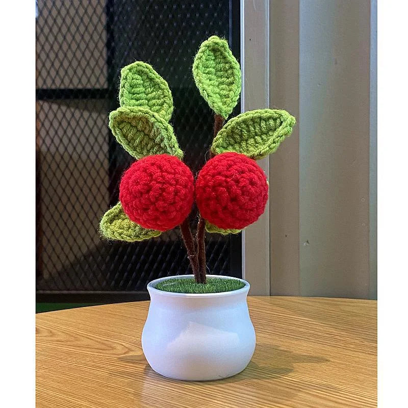 DIY Mini Handwoven Rose Plant – Woolen Thread Potted Decor for Office & Home