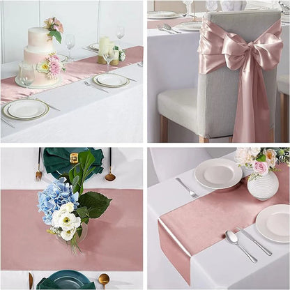 30x275cm Satin Table Runner – Elegant Wedding & Party Decor (12x108 inch)