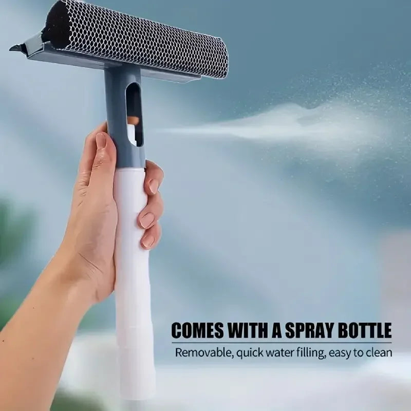 3-in-1 Window Cleaning Brush with Spray – Double-Sided Glass & Mirror Wiper