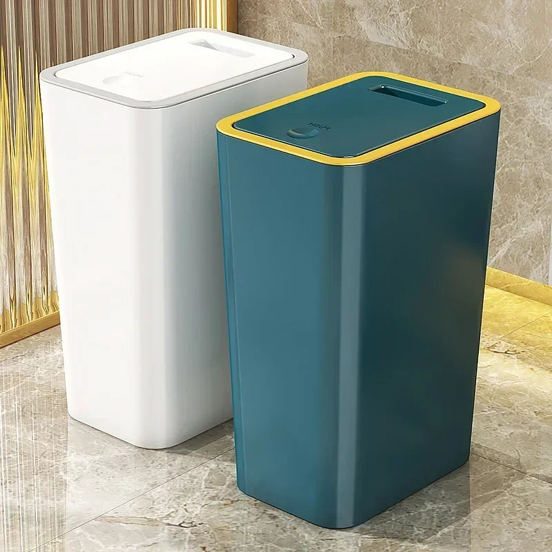 10L Odor-Proof Trash Can – One-Touch Modern Design, Durable Plastic, Leakproof Bin for Kitchen & Bathroom