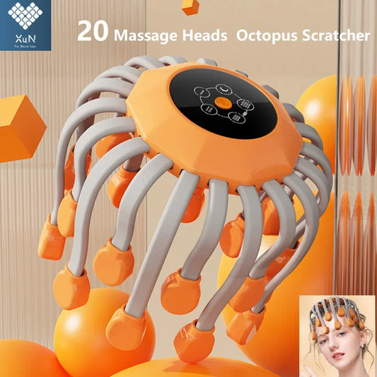 20-Head Scalp Massager with Red Light – Octopus Vibrator for Stress Relief
