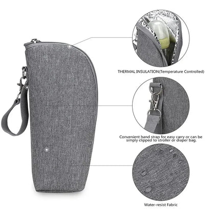 Baby Bottle Warmer Bag – Insulated, Aluminum Lined, Stroller Hanging Storage for Drinks