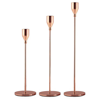 3Pcs Chinese Style Gold Metal Candle Holders – Wedding & Home Decor