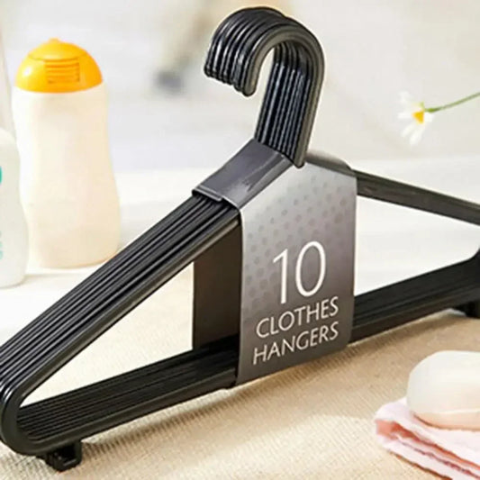 10pcs Non-Slip Plastic Clothes Hangers Space-Saving, Portable & Durable for Home Use
