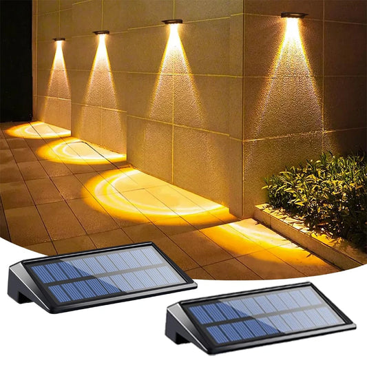 2-Pack Solar Fence Lights – Waterproof 4-LED Wall & Deck Lights for Outdoor Pathways