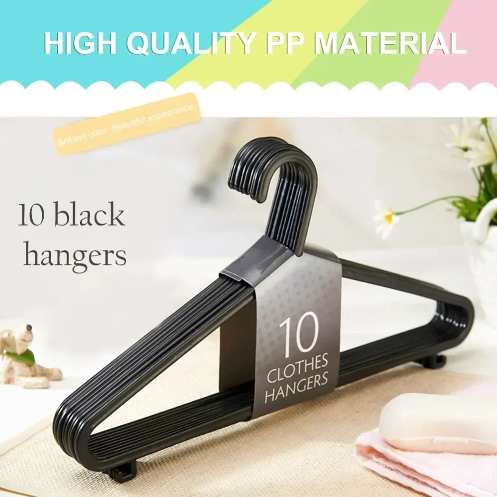 10pcs Non-Slip Plastic Clothes Hangers Space-Saving, Portable & Durable for Home Use