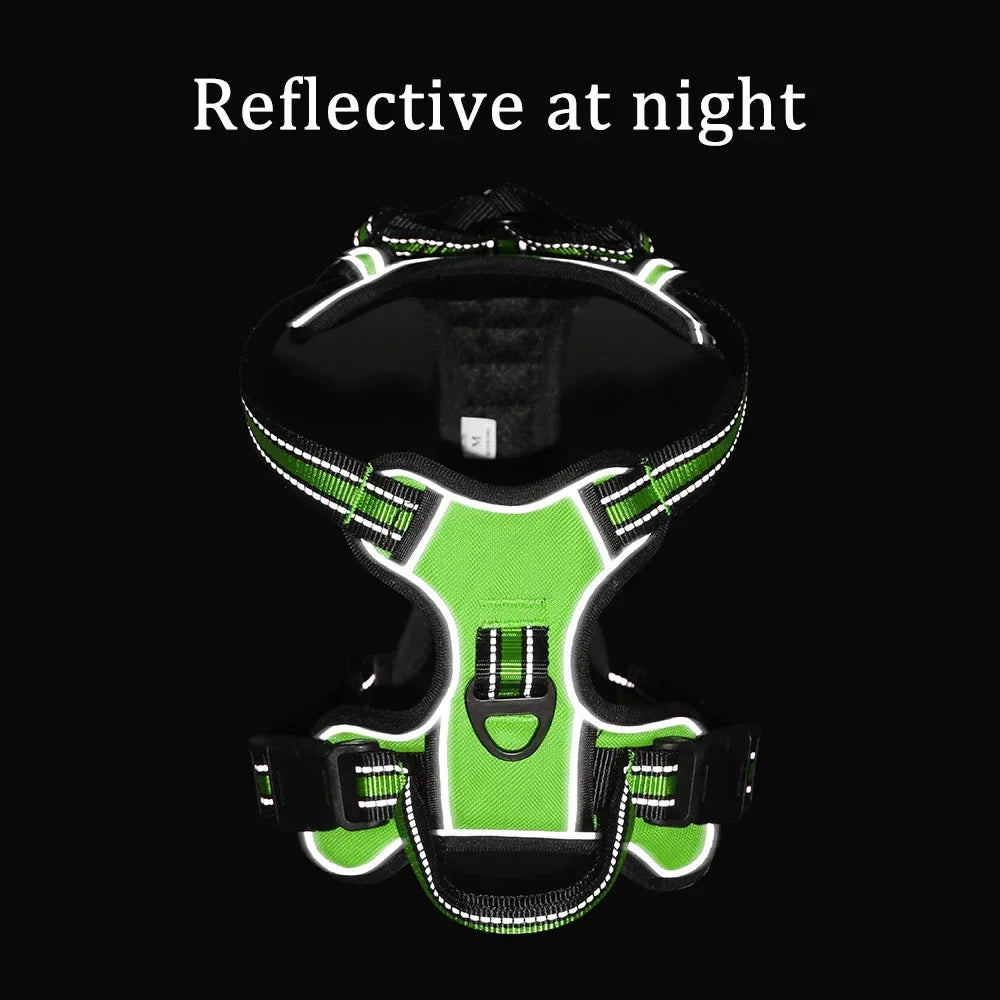 Adjustable Reflective Nylon Dog Harness Vest – Soft No-Pull Pet Harness for Small to Large Dogs