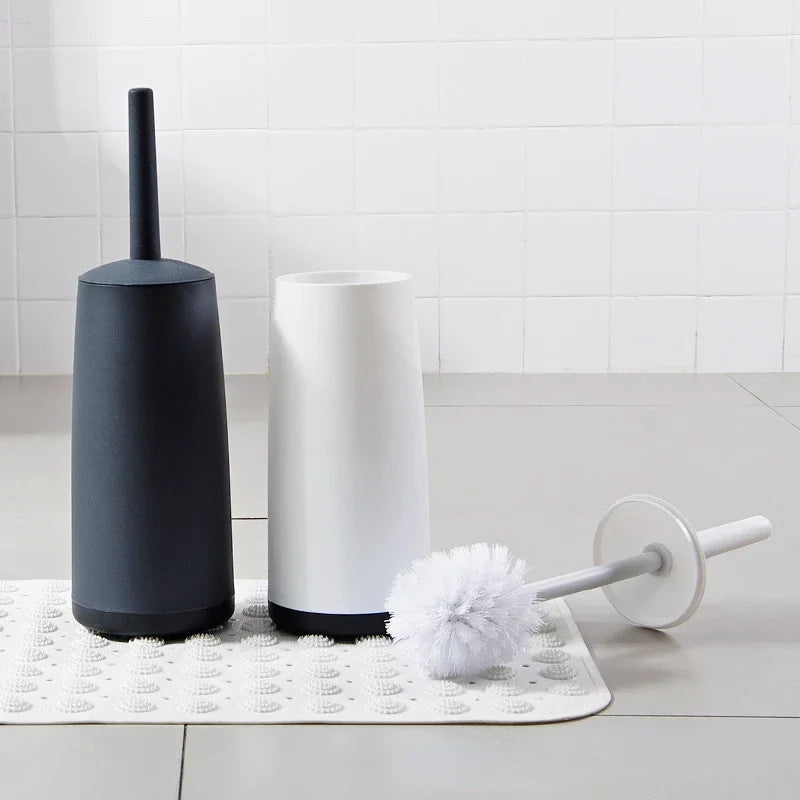 Plastic Toilet Brush with Long Handle & Standing Base – Bathroom Cleaning Tool