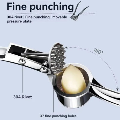 Multifunctional Zinc Alloy Garlic Press – Anti-Skid Manual Garlic Crusher