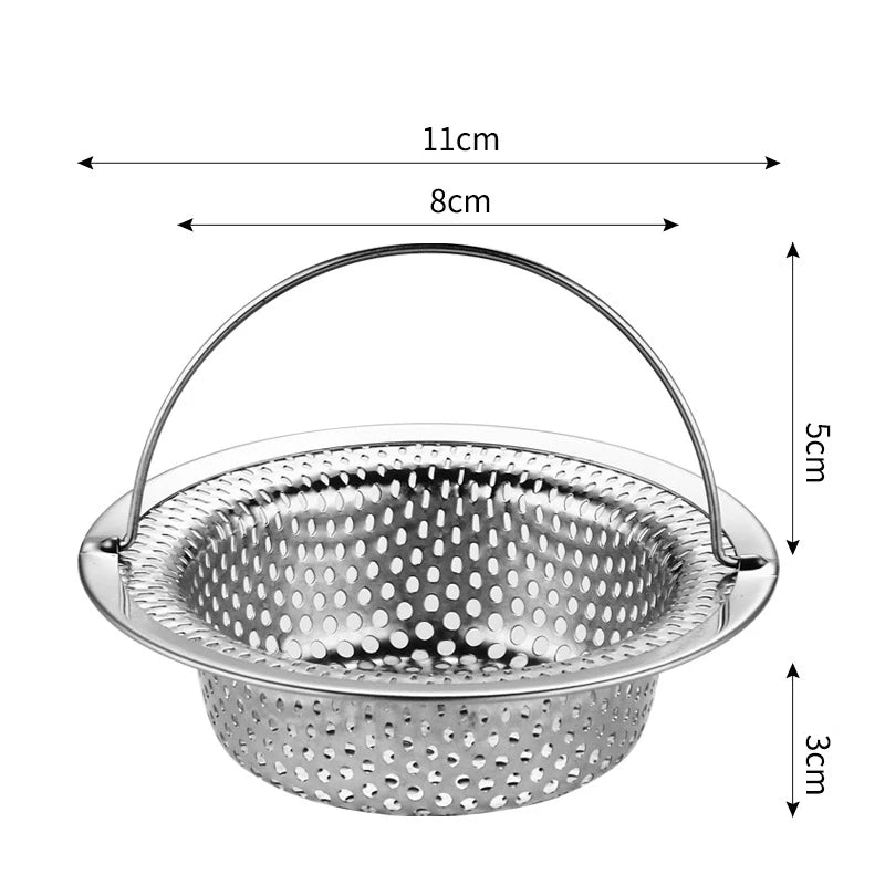 Stainless Steel Sink & Bathtub Hair Catcher Durable Mesh Strainer with Handle