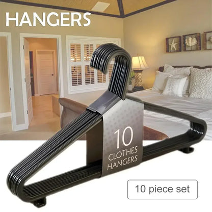 10pcs Non-Slip Plastic Clothes Hangers Space-Saving, Portable & Durable for Home Use
