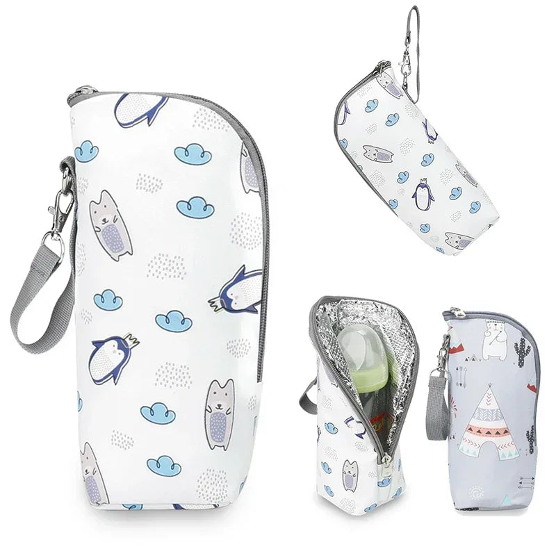 Baby Bottle Warmer Bag – Insulated, Aluminum Lined, Stroller Hanging Storage for Drinks