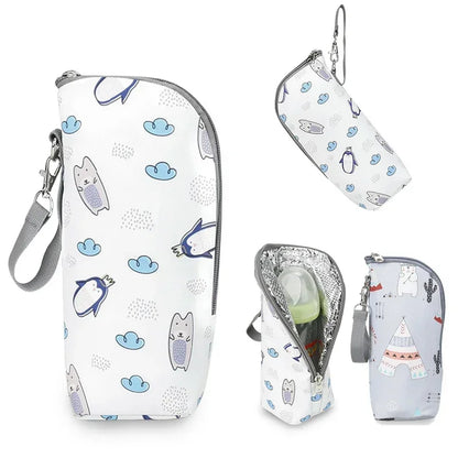 Baby Bottle Warmer Bag – Insulated, Aluminum Lined, Stroller Hanging Storage for Drinks