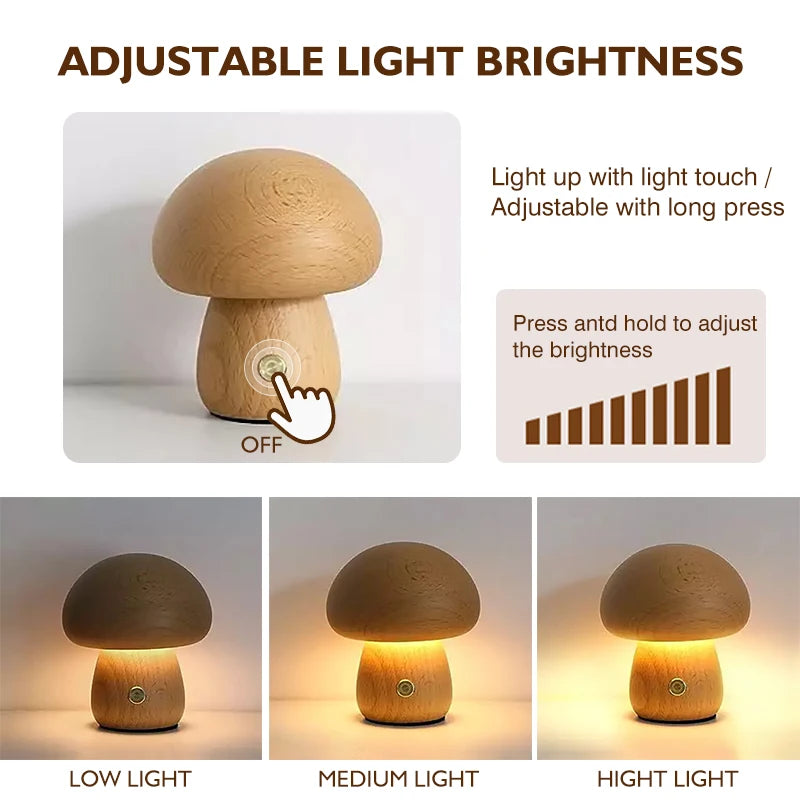 Wooden Mushroom Lamp