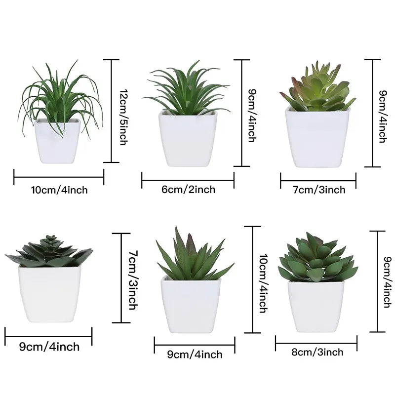 6PCS Mini Artificial Succulent Plants – Home Decor Set