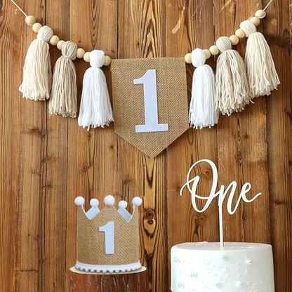 Boho 1st Birthday High Chair Banner – Baby Party & Nursery Decoration