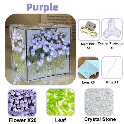 DIY Tulip Mirror Cube Lamp – Handmade Flower Night Light & Bedroom Decor Gift