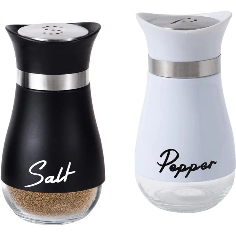 1Set/2pcs Stainless Steel and Glass Seasoning Bottle Set - Perfect for Barbecue, Pepper, Salt, and More - Kitchen Supplies