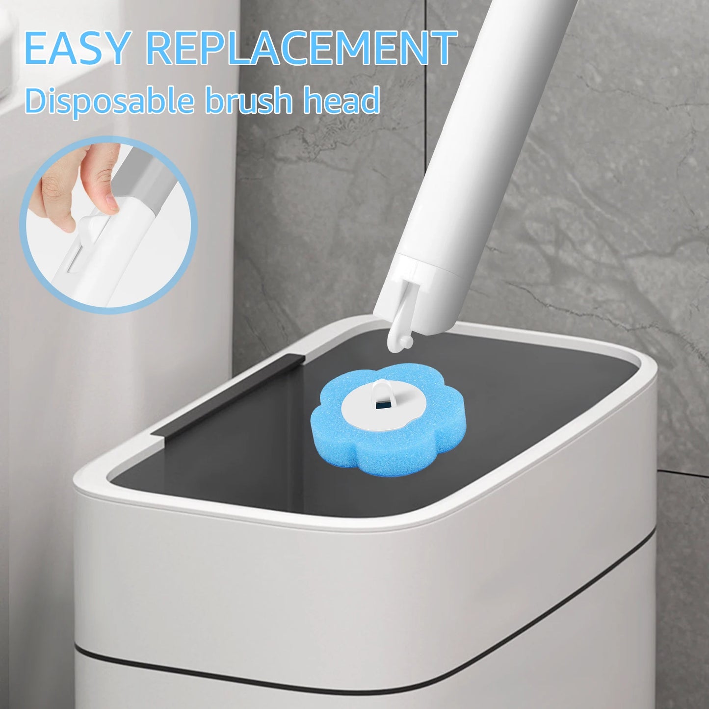 Disposable Toilet Brush with Long Handle & Replaceable Head – Bathroom Cleaning Tool