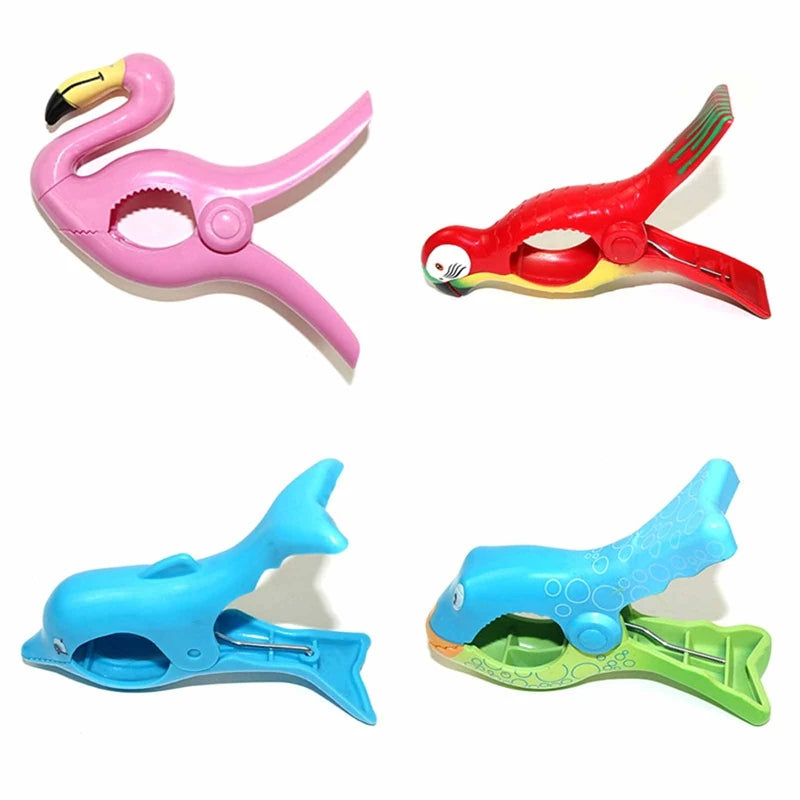 Cute Animal Beach Towel Clips  Decorative, Large Clips for Sunbeds & Drying Racks
