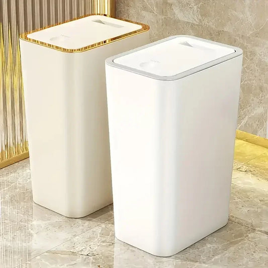 10L Odor-Proof Trash Can – One-Touch Modern Design, Durable Plastic, Leakproof Bin for Kitchen & Bathroom