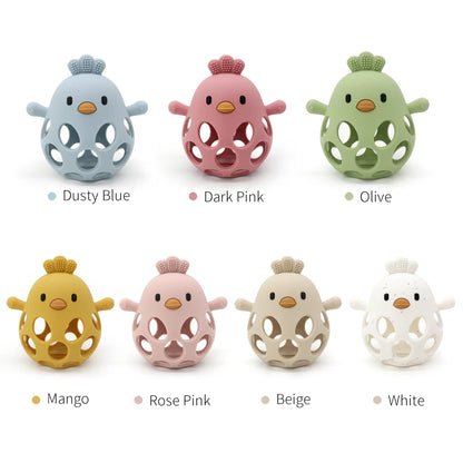 Cartoon Chick Silicone Baby Teether – Soft Chew Toy for Teething Relief