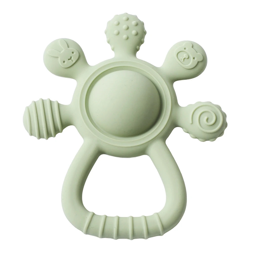 Silicone Baby Teether & Rattle – Food Grade Soothing Sensory Toy for Toddlers