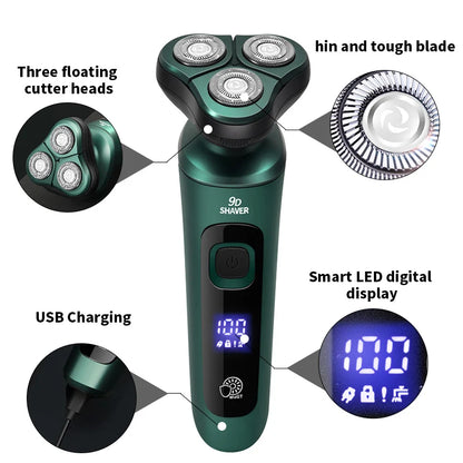 Green Smart Electric Shaver with LCD