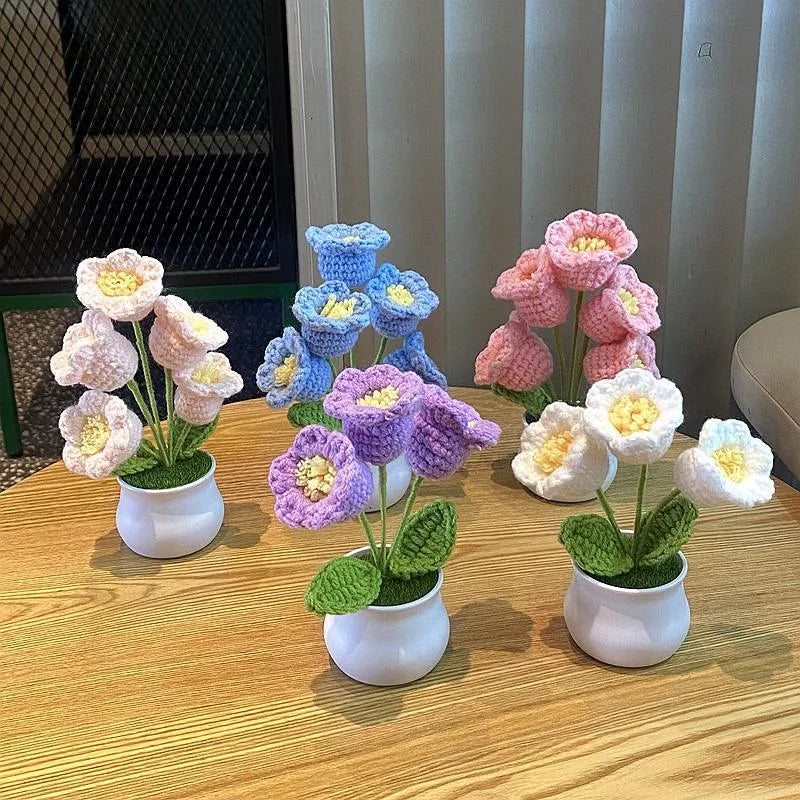 DIY Mini Handwoven Rose Plant – Woolen Thread Potted Decor for Office & Home