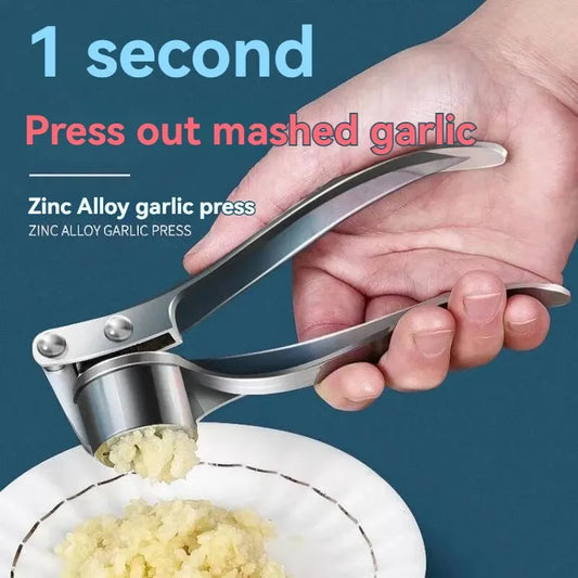 Multifunctional Zinc Alloy Garlic Press – Anti-Skid Manual Garlic Crusher