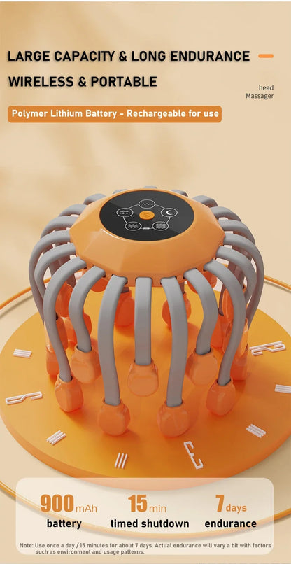 20-Head Scalp Massager with Red Light – Octopus Vibrator for Stress Relief