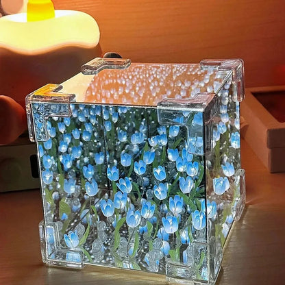 DIY Tulip Mirror Cube Lamp – Handmade Flower Night Light & Bedroom Decor Gift