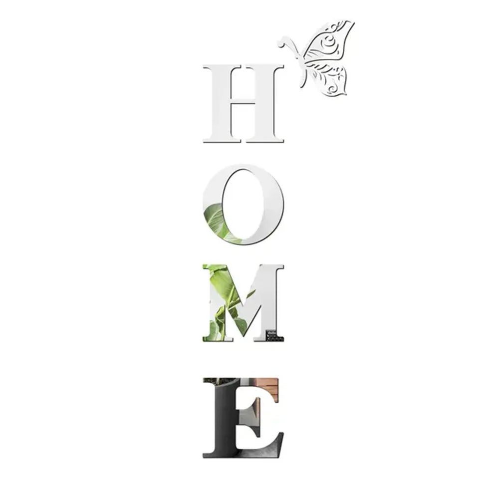 3D Mirror Home Logo Wall Sticker – Entrance Decor