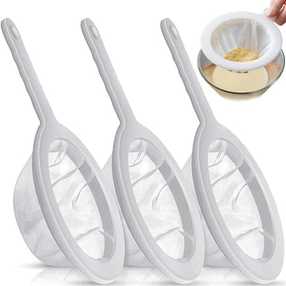 100/200/400 Mesh Nylon Filter Spoon Reusable Fine Strainer for Soy Milk, Juice, Coffee & Tea