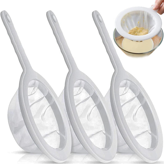 100/200/400 Mesh Nylon Filter Spoon Reusable Fine Strainer for Soy Milk, Juice, Coffee & Tea