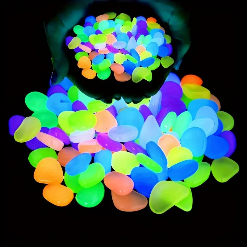 100pcs Glow-in-the-Dark Garden Pebbles  Luminous Stones for Decor