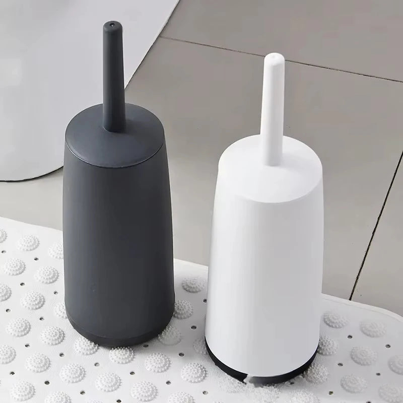 Plastic Toilet Brush with Long Handle & Standing Base – Bathroom Cleaning Tool