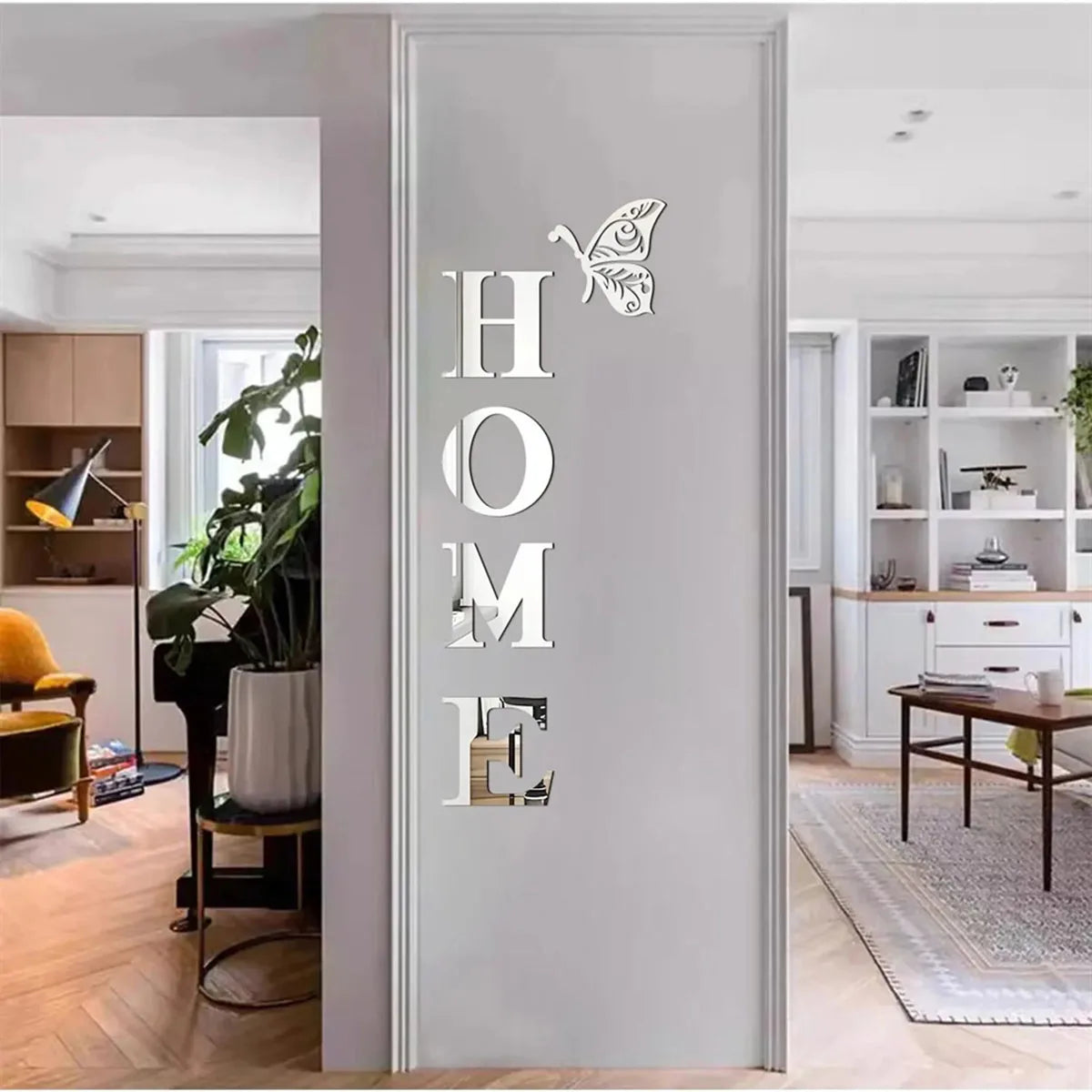 3D Mirror Home Logo Wall Sticker – Entrance Decor