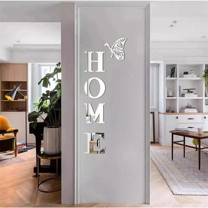 3D Mirror Home Logo Wall Sticker – Entrance Decor