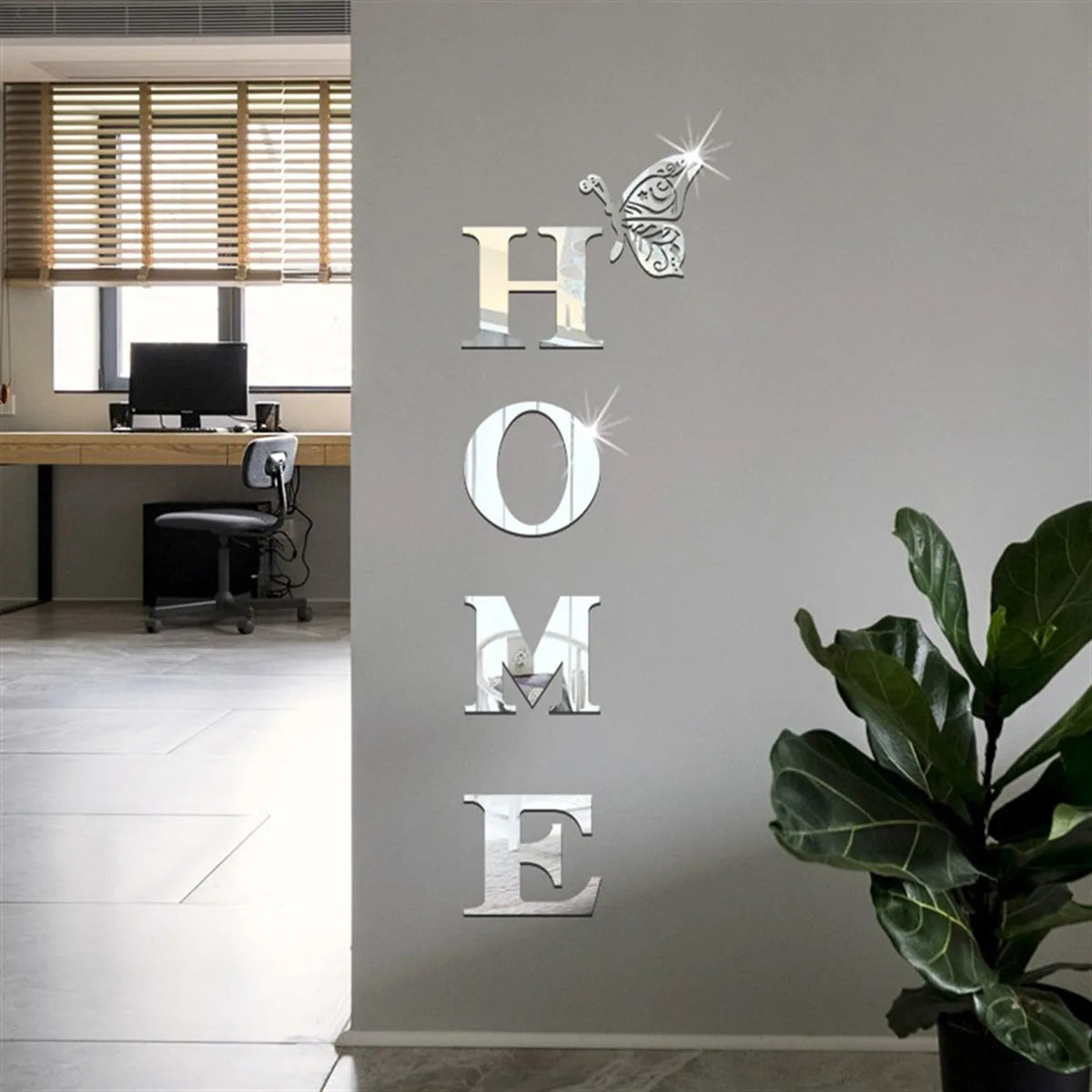 3D Mirror Home Logo Wall Sticker – Entrance Decor